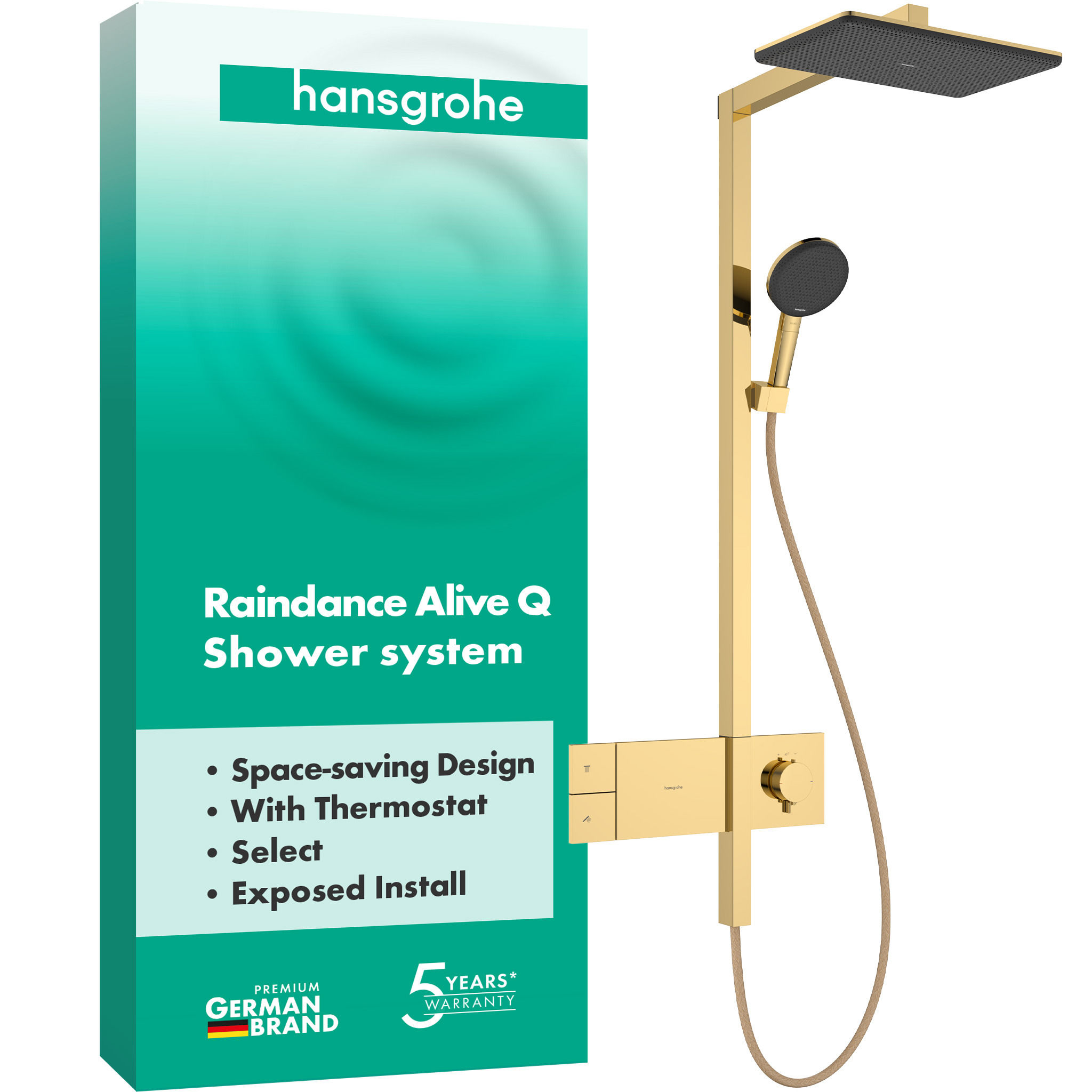 Душова система hansgrohe Raindance Alive Q 210/340 1jet з ShowerSelect Comfort, 24580990 золото - зображення